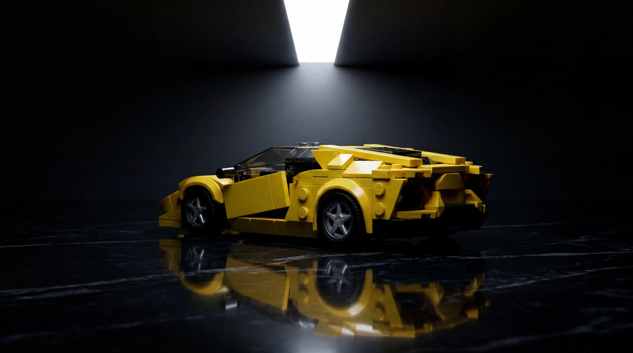 Lamborghini Aventador 1:24 scale LEGO-compatible brick building kit on polished marble — Rova LEGO Lamborghini alternative Huracán Aventador Countach building kits
