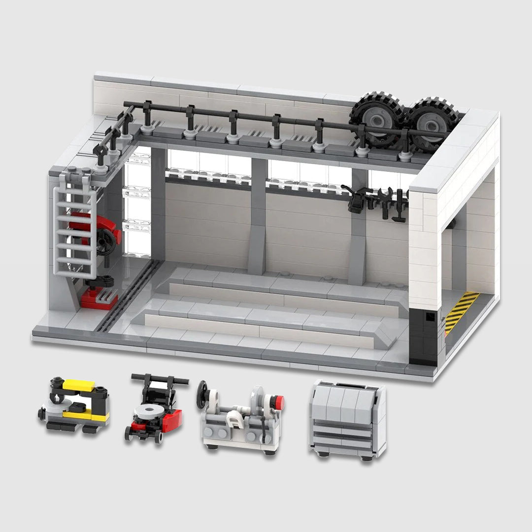 Mechanics Workshop Building Kit — Side View | Rova